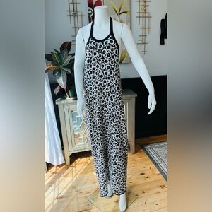 Diane Von Furstenberg Target Poppy Halter Black White Festival Midi Dress SZ XXL